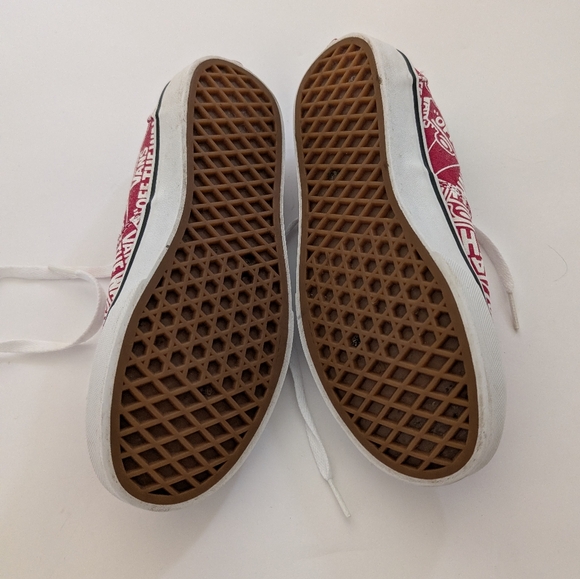 VANS "Off The Wall" Graphic Red and White Skateboard Sneakers For Kids - Picture 10 of 10
